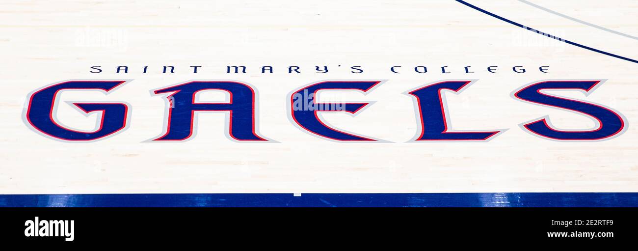 Moraga, CA U.S. 14th Jan, 2021. A. Saint MaryÕs Gaels court logo before the NCAA Men's Basketball game between Brigham Young Cougars and the Saint Mary's Gaels at McKeon Pavilion Moraga Calif. Thurman James/CSM/Alamy Live News Stock Photo