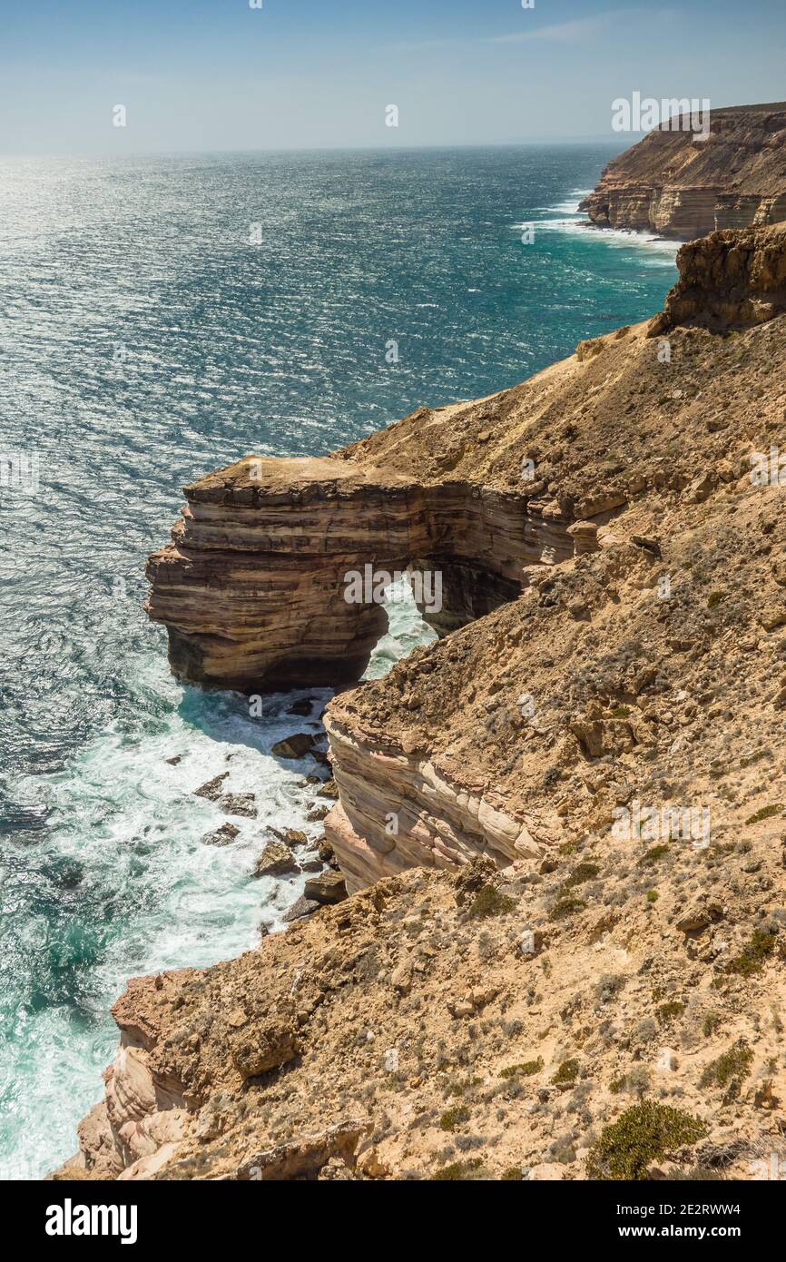 Island Rock & Natural Bridge, Red Bluff Coastal Cliffs, Kalbarri ...