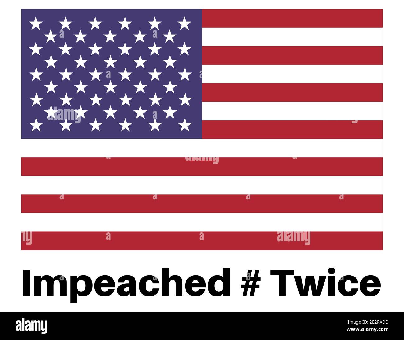 Impeached # Twice  with US flag on a white background Stock Vector