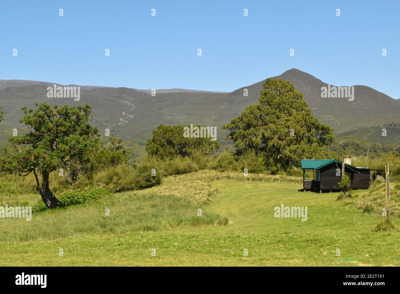 Cabins in the mountains at Mount Kenya Stock Photo Alamy