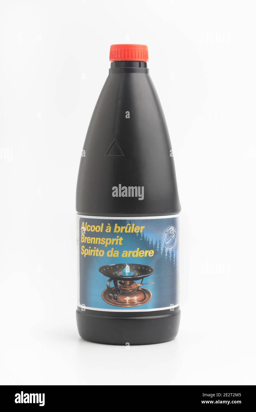 A bottle of Fondue Fuel Stock Photo Alamy