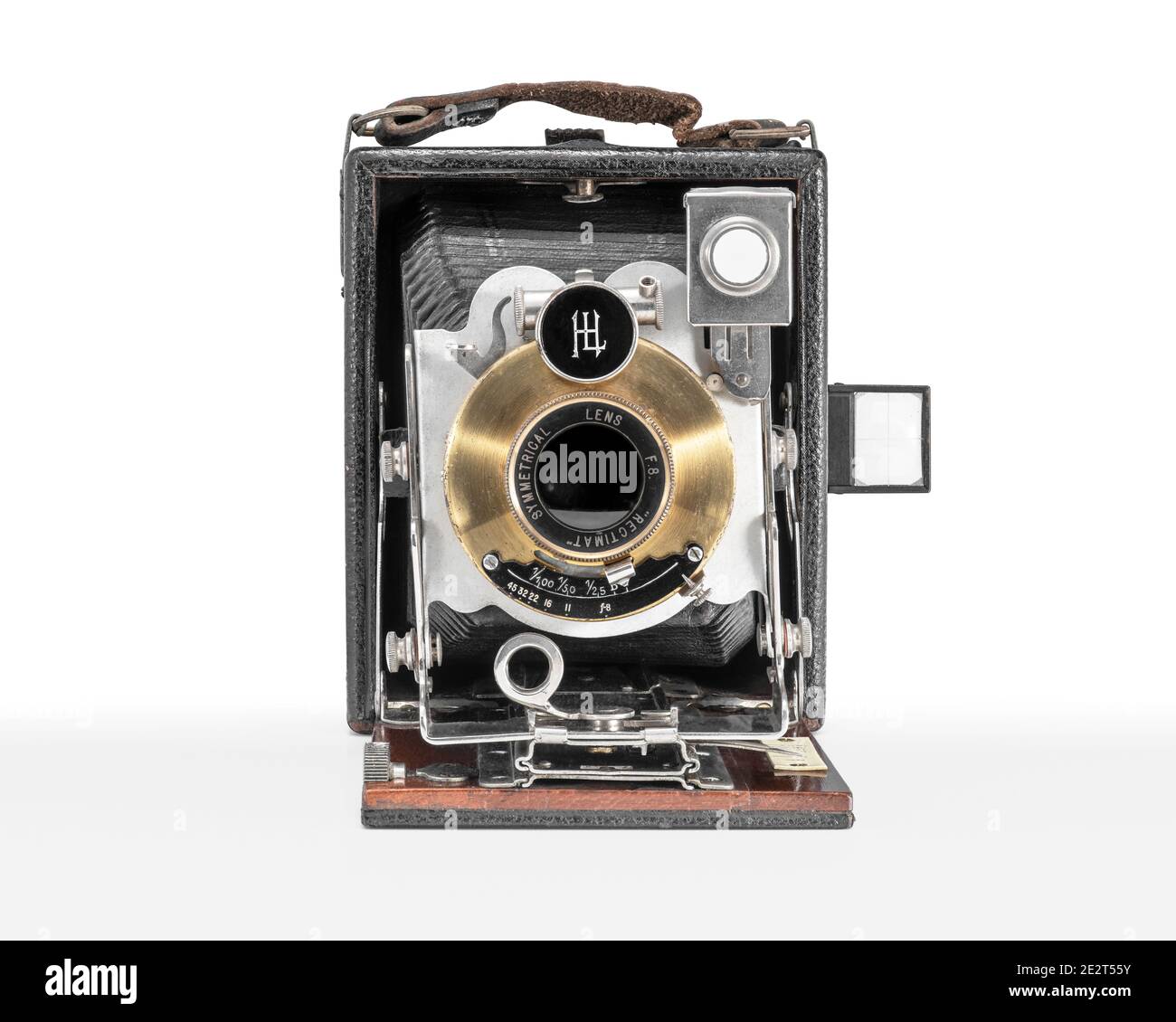 ENSIGN KLITO FOLDING PLATE CAMERA RECTIMAT SYMMETRICAL Houghton Ensign Klito. Bellows Rack and Pinion Focusing Double Extension. Clipping Path in JPEG Stock Photo