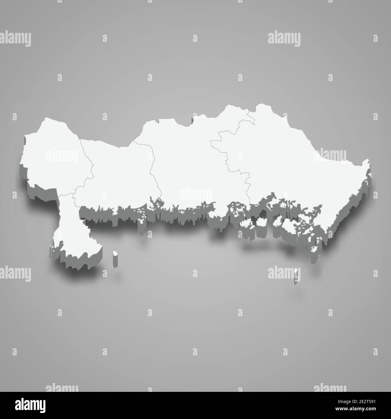 3d isometric map of Blekinge is a county of Sweden, vector illustration Stock Vector