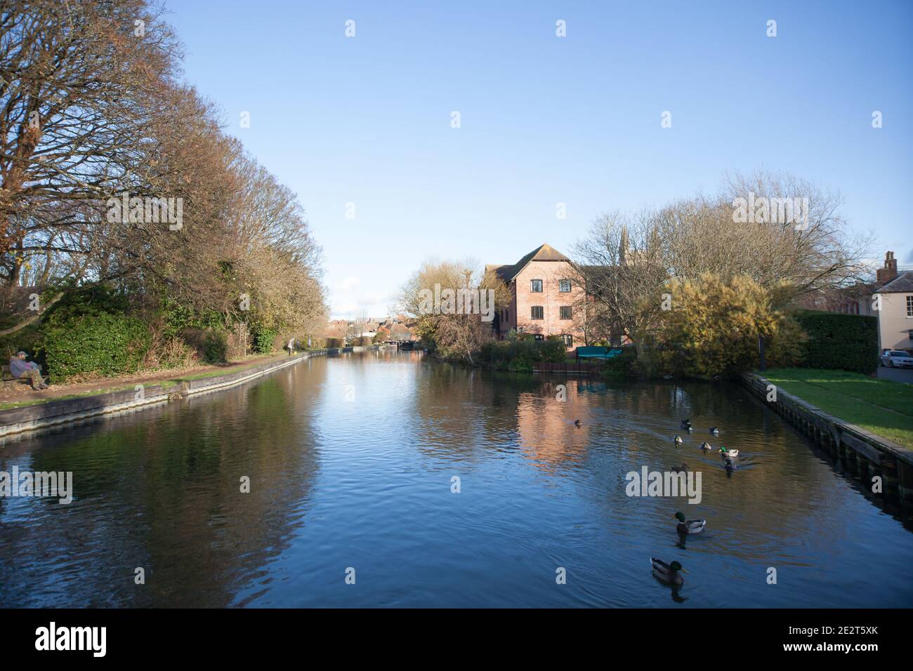 Views of the canal from Newbury Lock in West Berkshire in the UK, taken on the 19th November 2020 Stock Photo