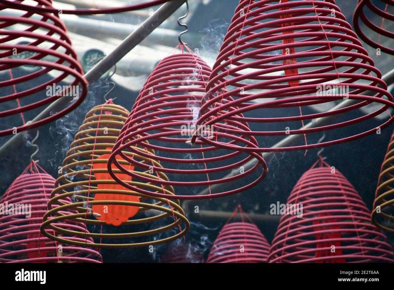 Hong Kong - burning incenses in a temple Stock Photo - Alamy