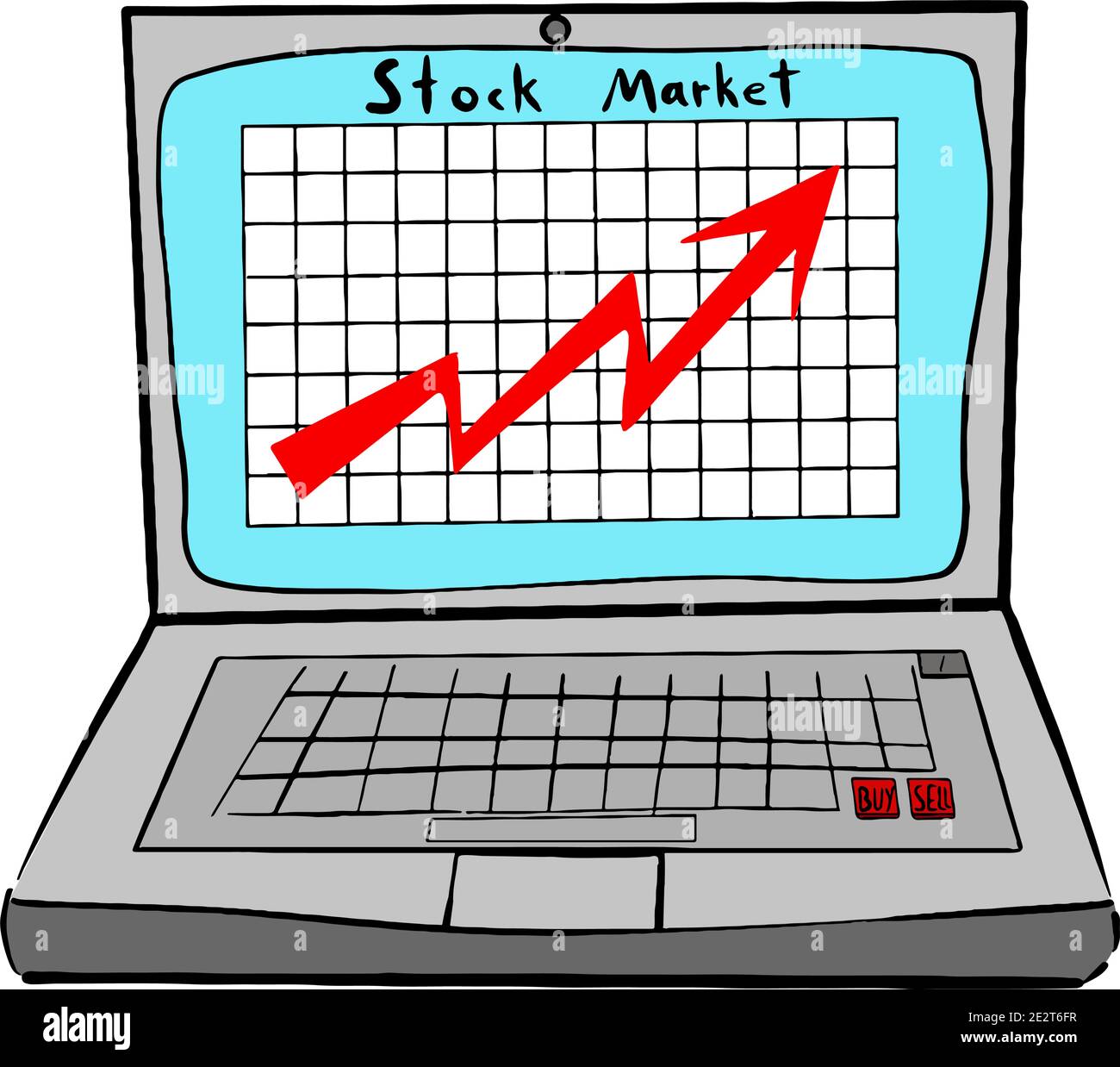 Stock market concept. Laptop with graph and arrow, vector cartoon  illustration on white background Stock Vector Image & Art - Alamy