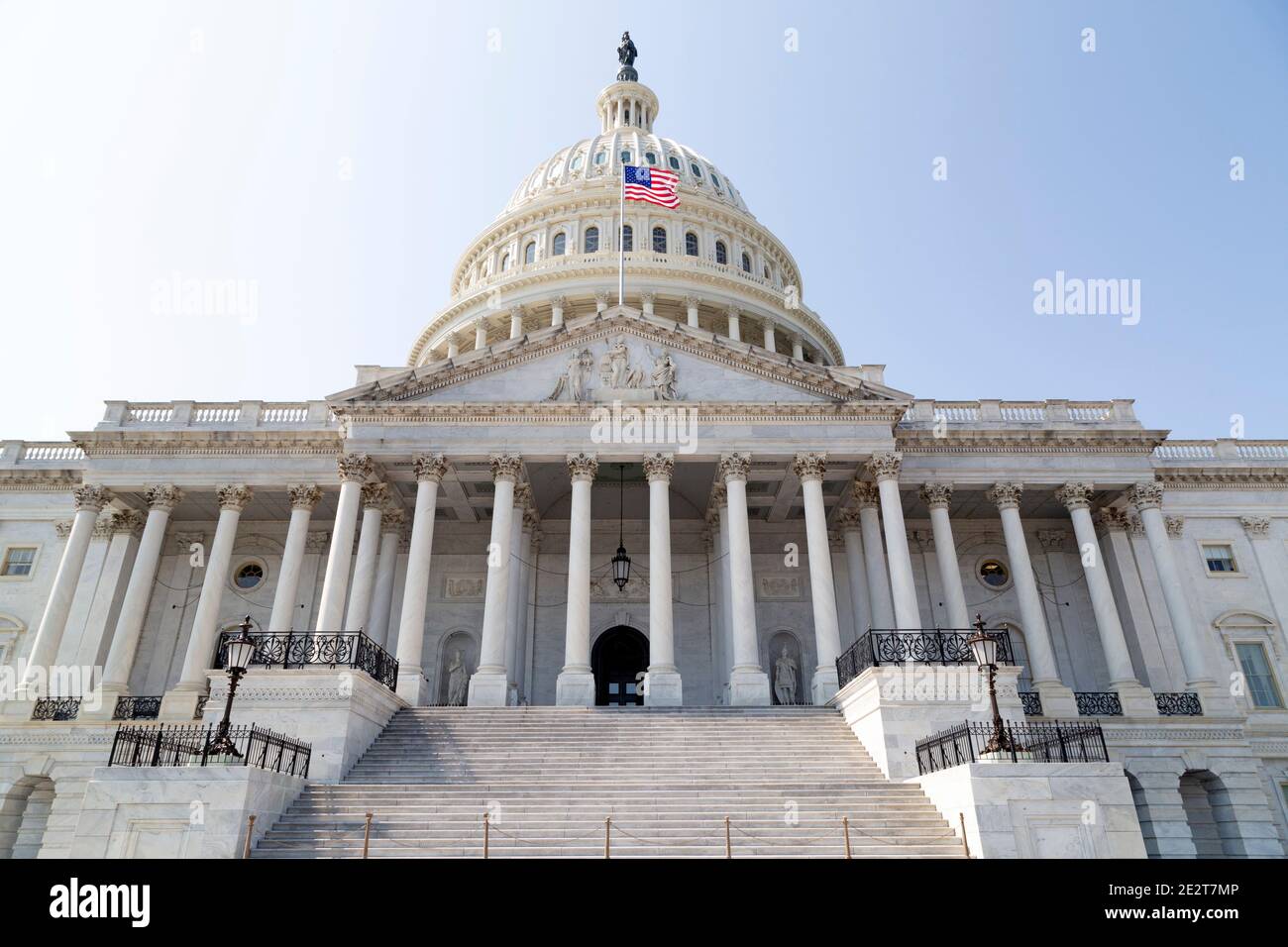 The United States Capitol in Washington DC, USA. The Capitol Building is the meeting place of the United States Senate and Congress, and is open to vi Stock Photo