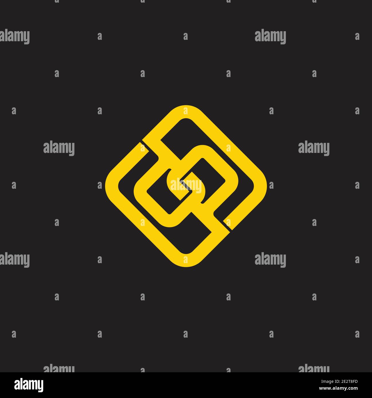 letter dp square linked chain overlapping symbol logo vector Stock Vector