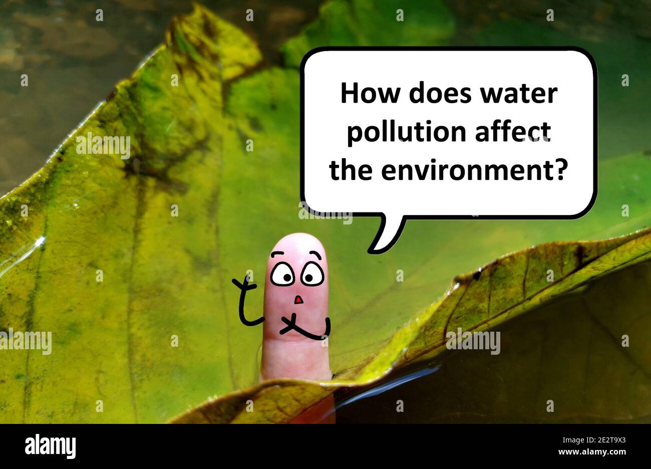 Two fingers are decorated as a person. He is asking how does water