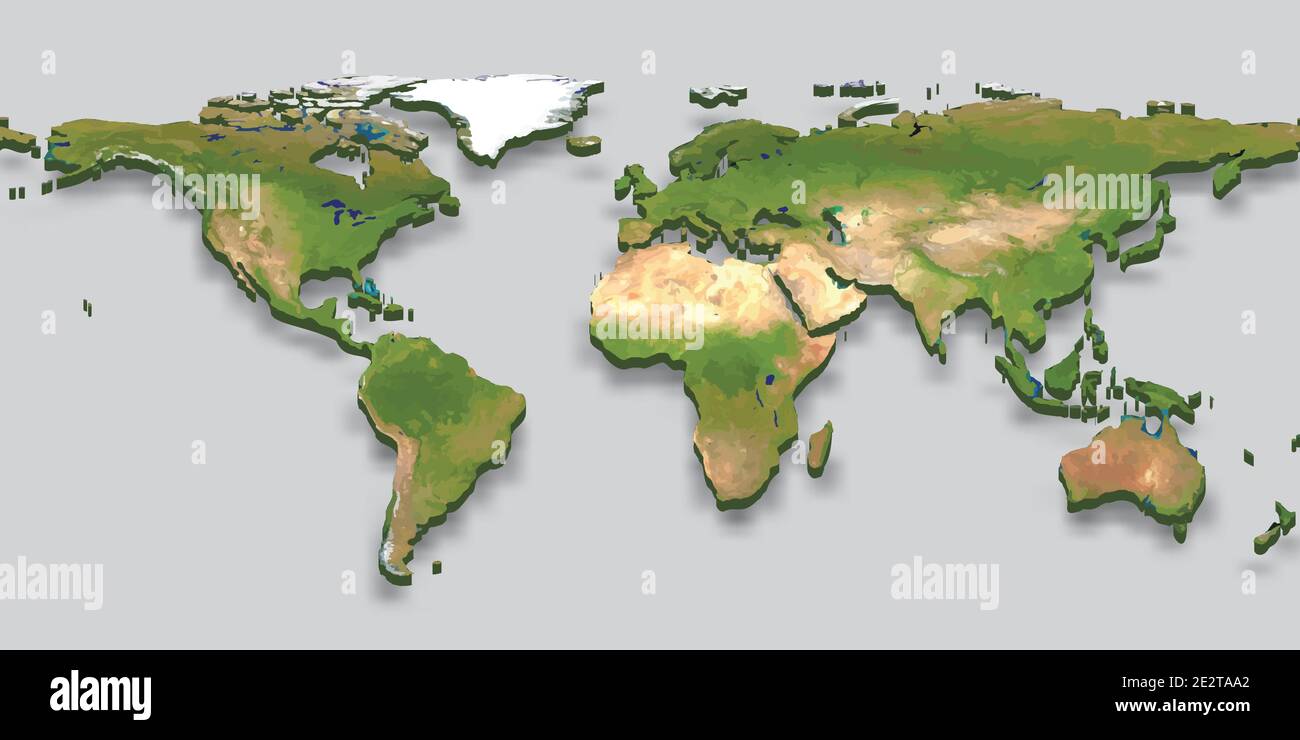 3d relief globe world map with shadow isolated Stock Vector Image & Art ...