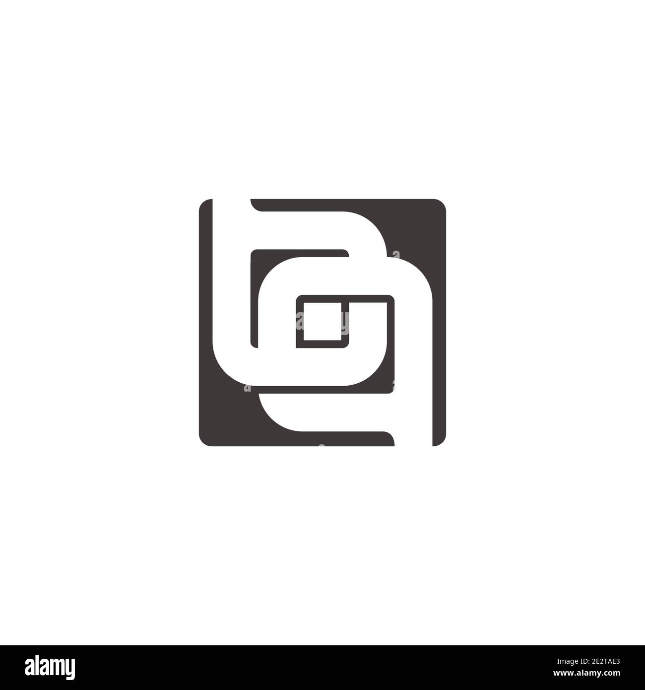 letter bq linked square negative space dot geometric logo vector Stock Vector