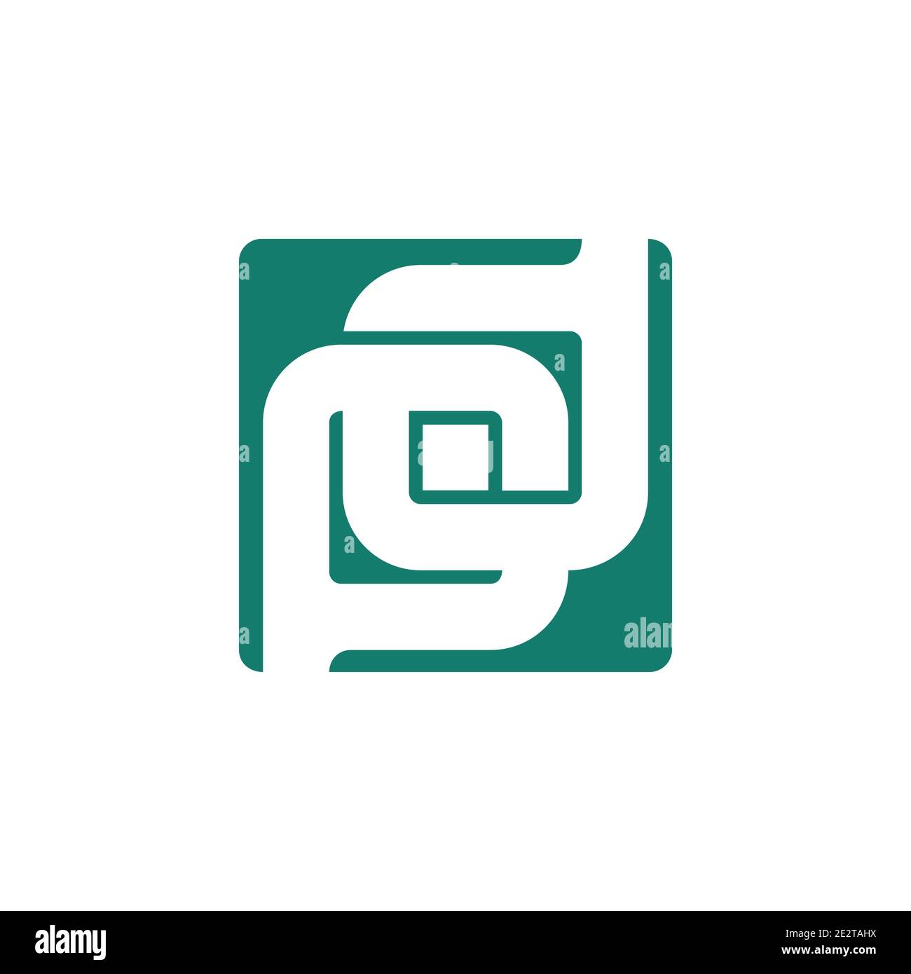 letter pd linked square negative space dot geometric logo vector Stock Vector