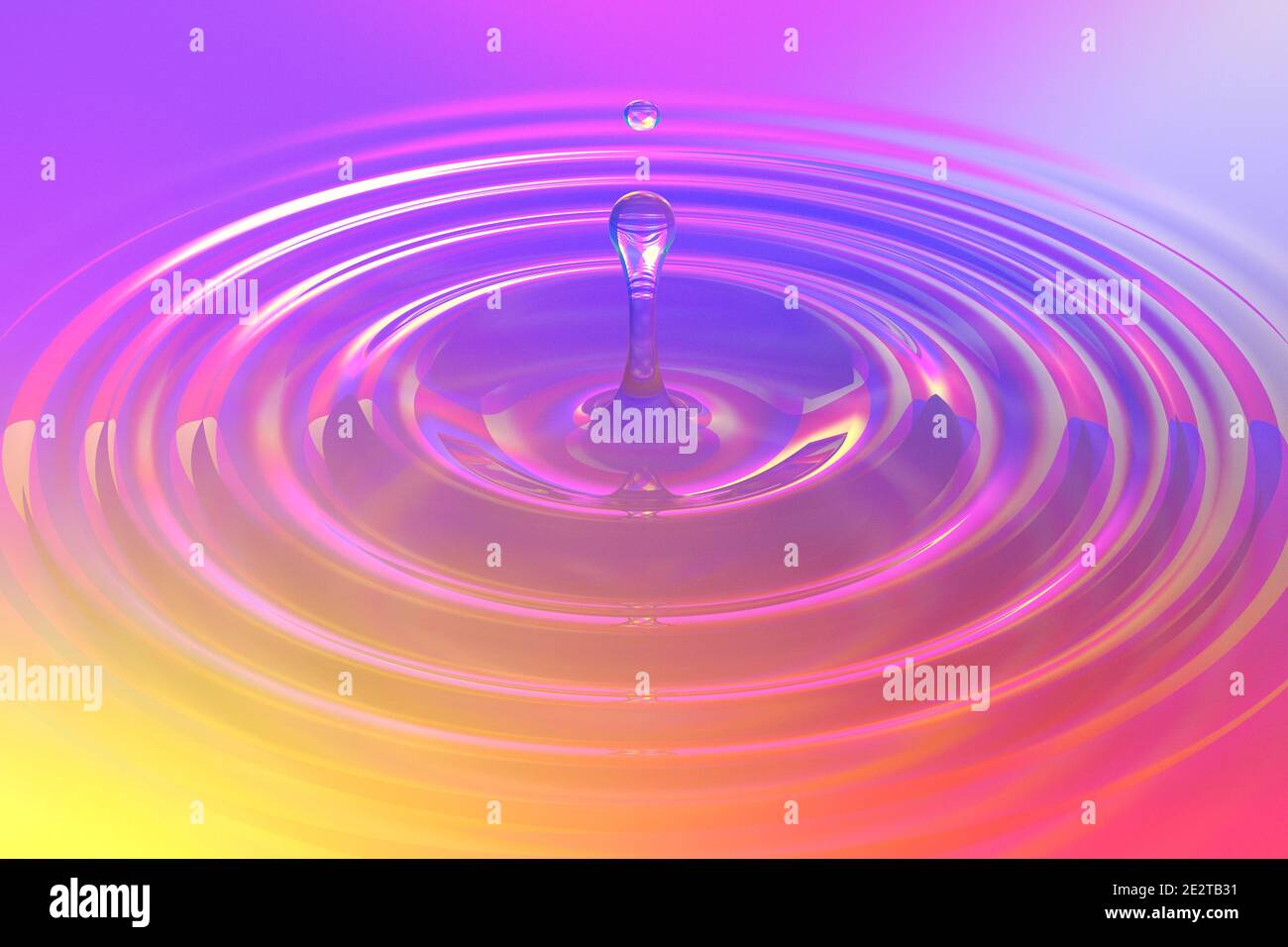 Colorful liquid drop or paint drop falling on color surface. Rainbow