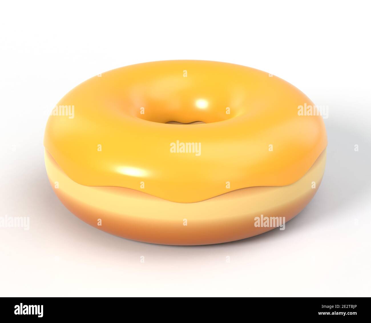 Delicious colorful donut with shiny sweet icing. Macro view of american dessert on white background. Graphic design element for bakery flyer, poster, Stock Photo