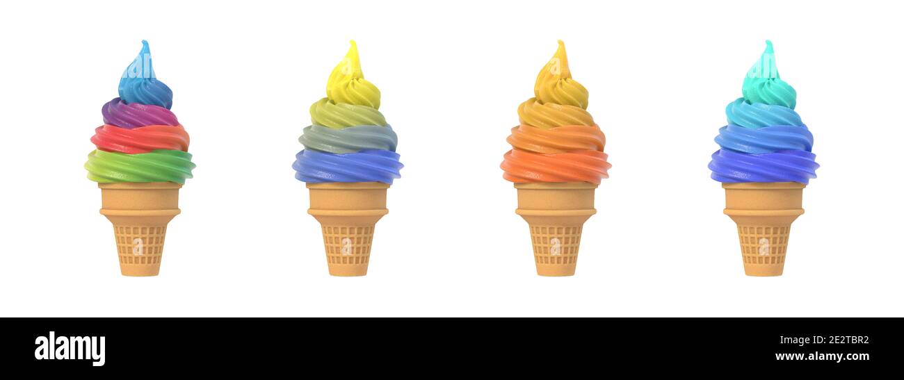 Colorful frozen yogurt icecream in waffle cone Stock Photo Alamy