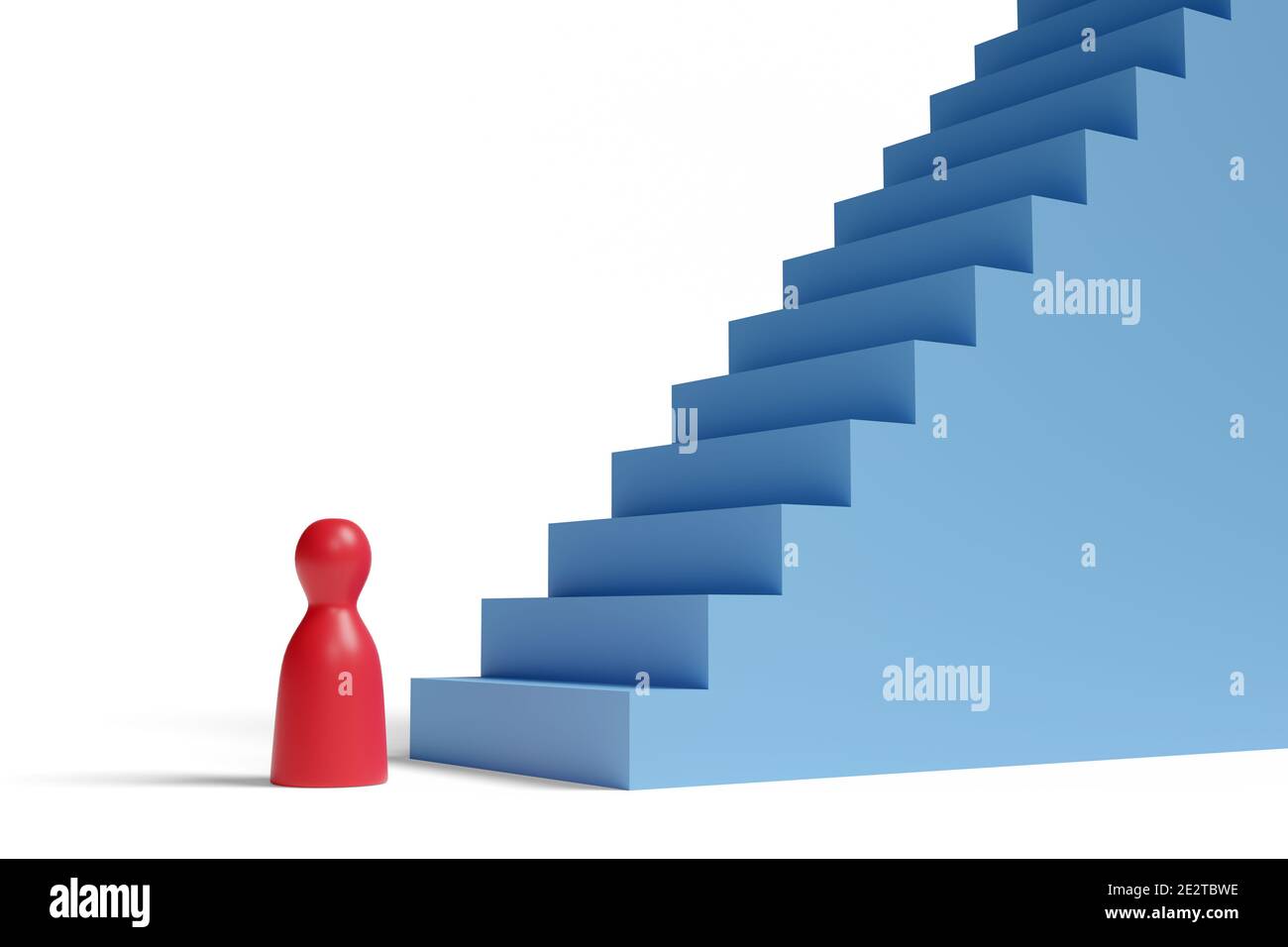 Pawn in front of an endless stairs. 3d illustration. Stock Photo