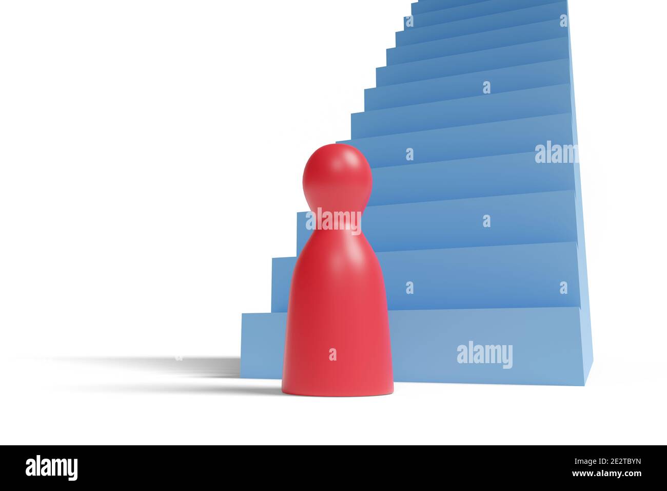 Pawn in front of an endless stairs. 3d illustration. Stock Photo