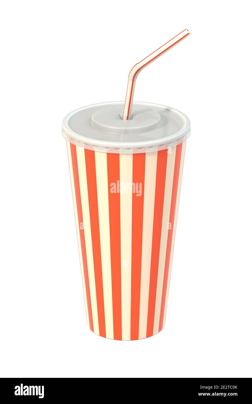 Fast food cola drink cup and drinking straw 3D illustration Stock Photo ...