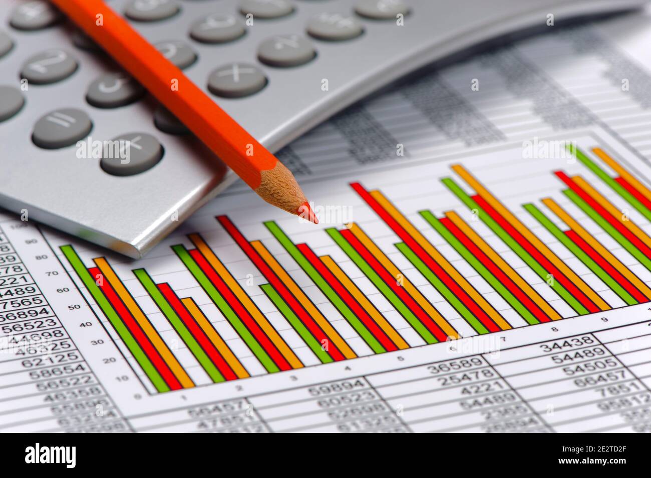 finance and economy with calculation and chart Stock Photo