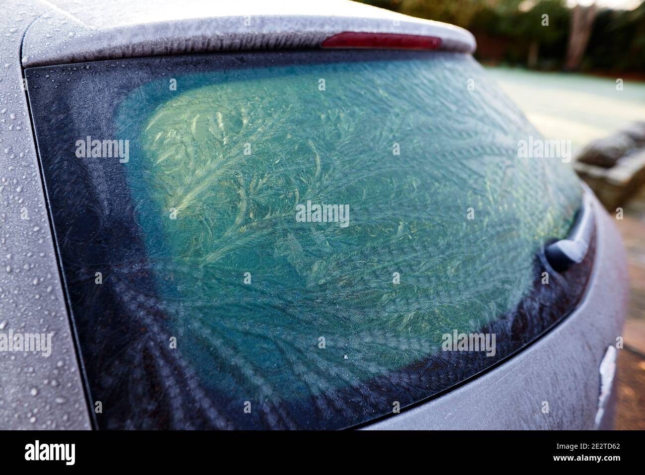 Cars frozen rear windscreen Stock Photo