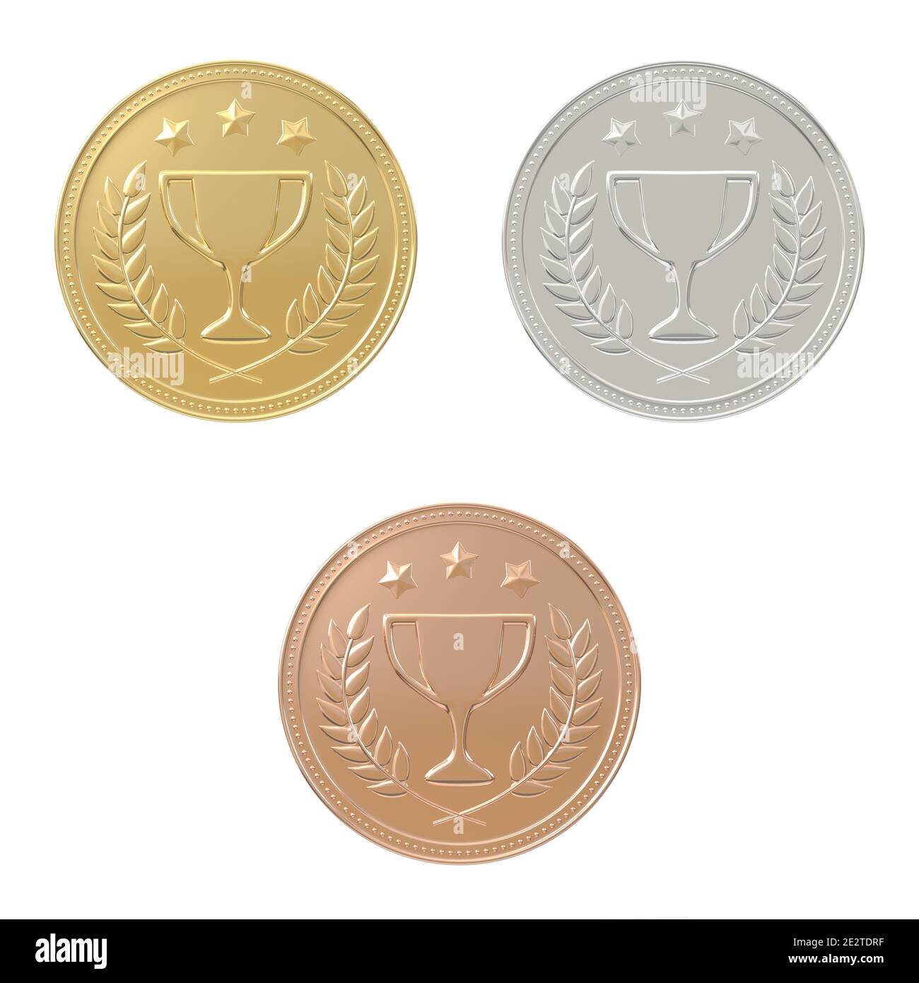 Gold, silver, bronze medals set Stock Photo