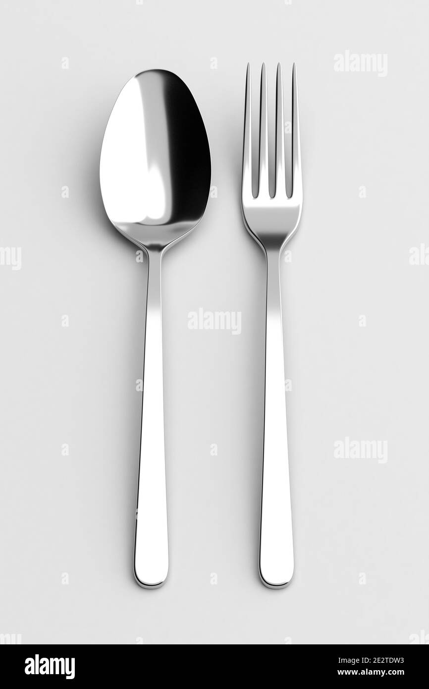 Fork and spoon silverware Stock Photo Alamy