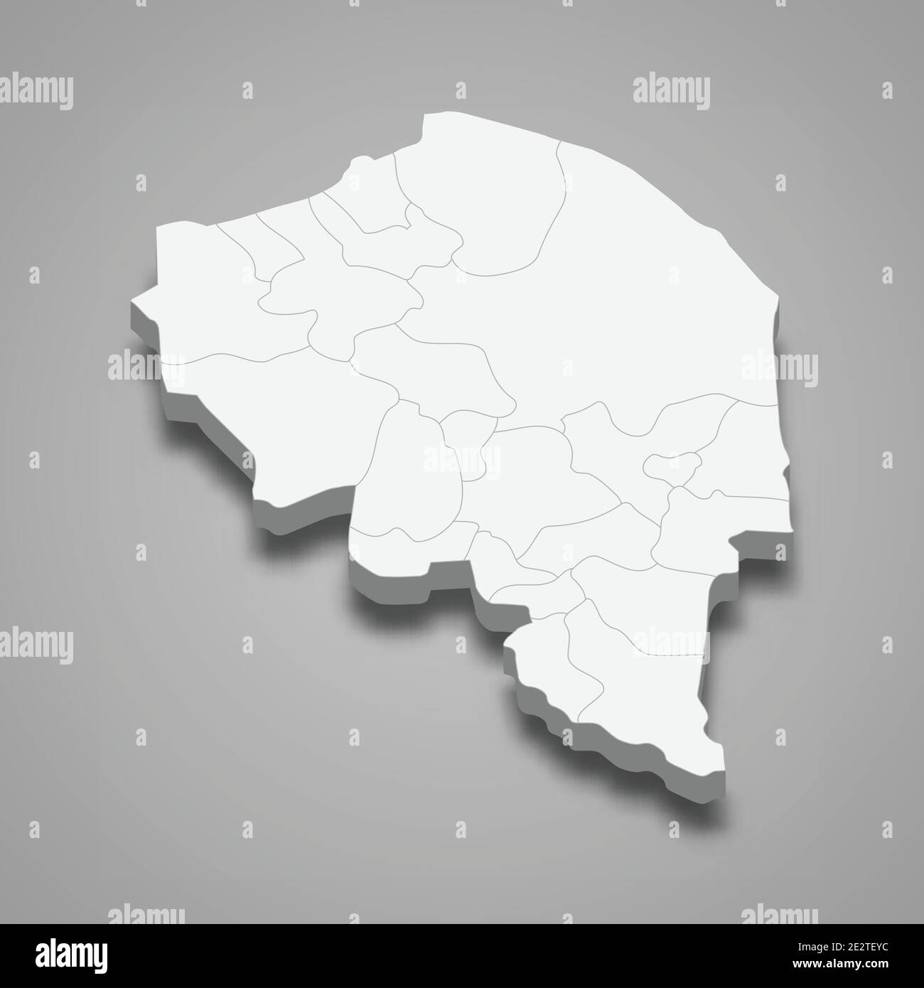 3d isometric map of Kerman is a province of Iran, vector illustration