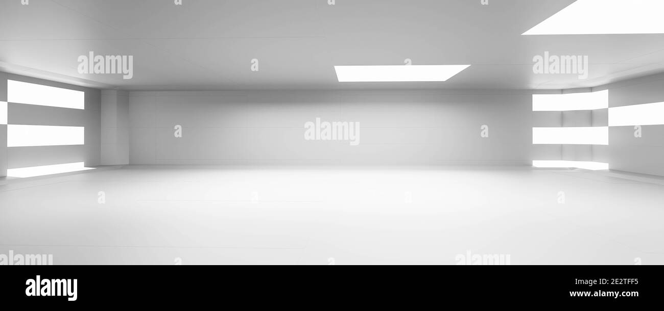 Abstract architecture building white empty room 3d render illustration ...