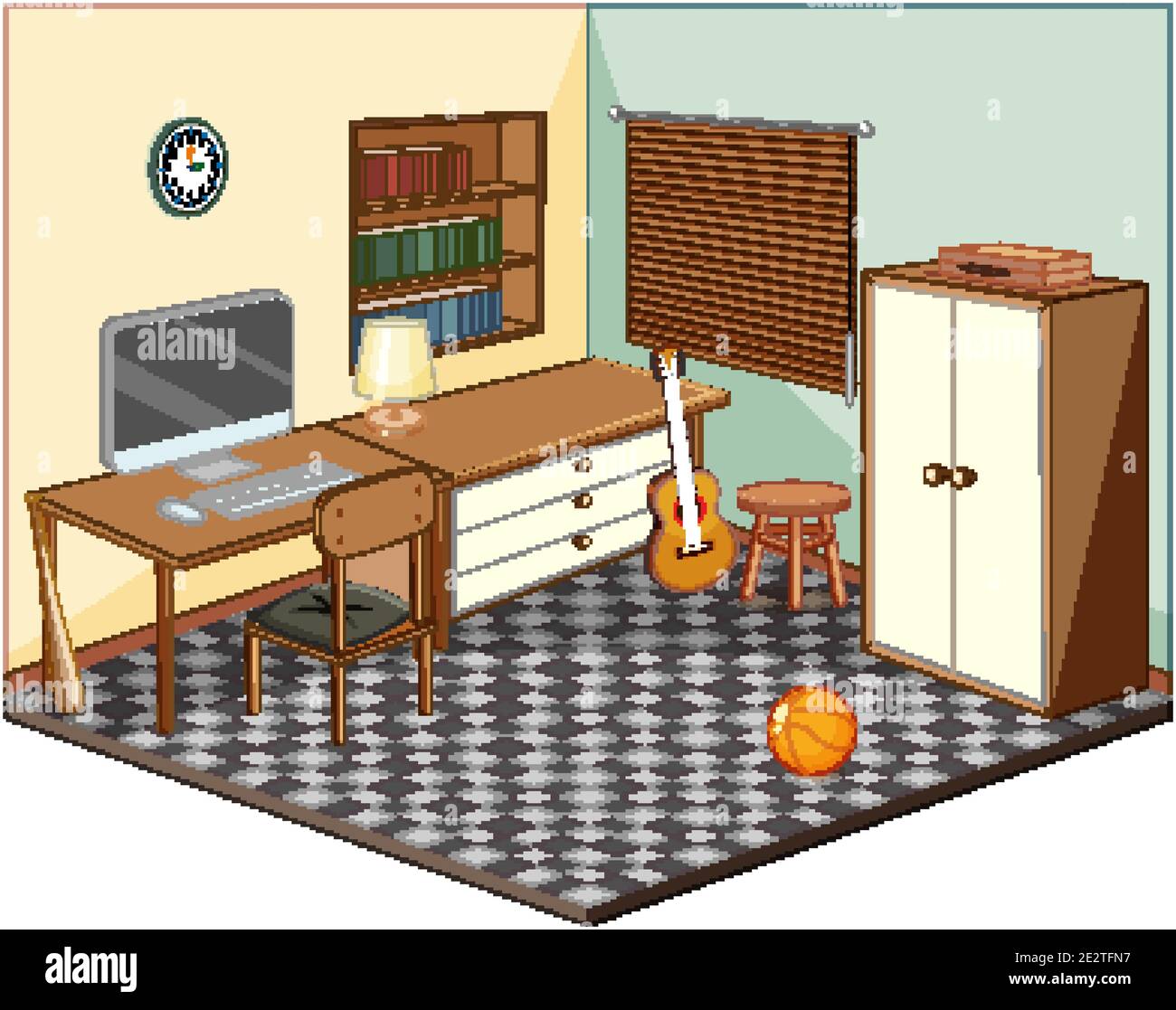 Living room with furnitures isometric illustration Stock Vector Image ...