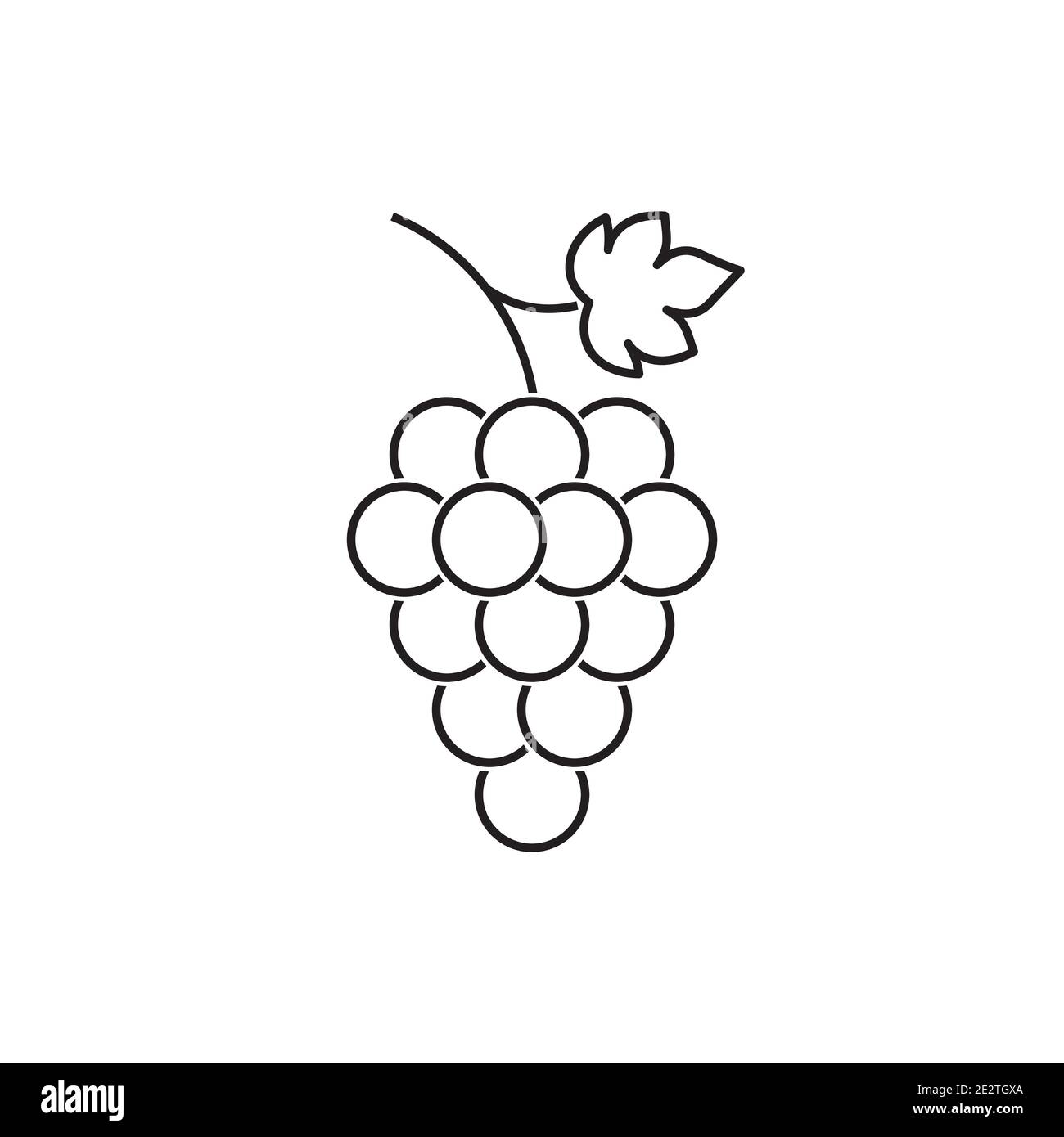 Bunch of grapes fruit with leaf vector icon Stock Vector
