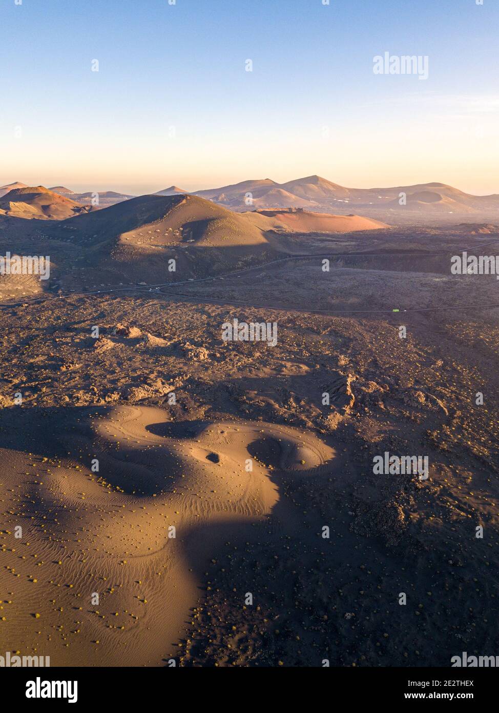 aerial view of Timanfaya, Lanzarote. Volcanic Landscape Canary Islands Stock Photo