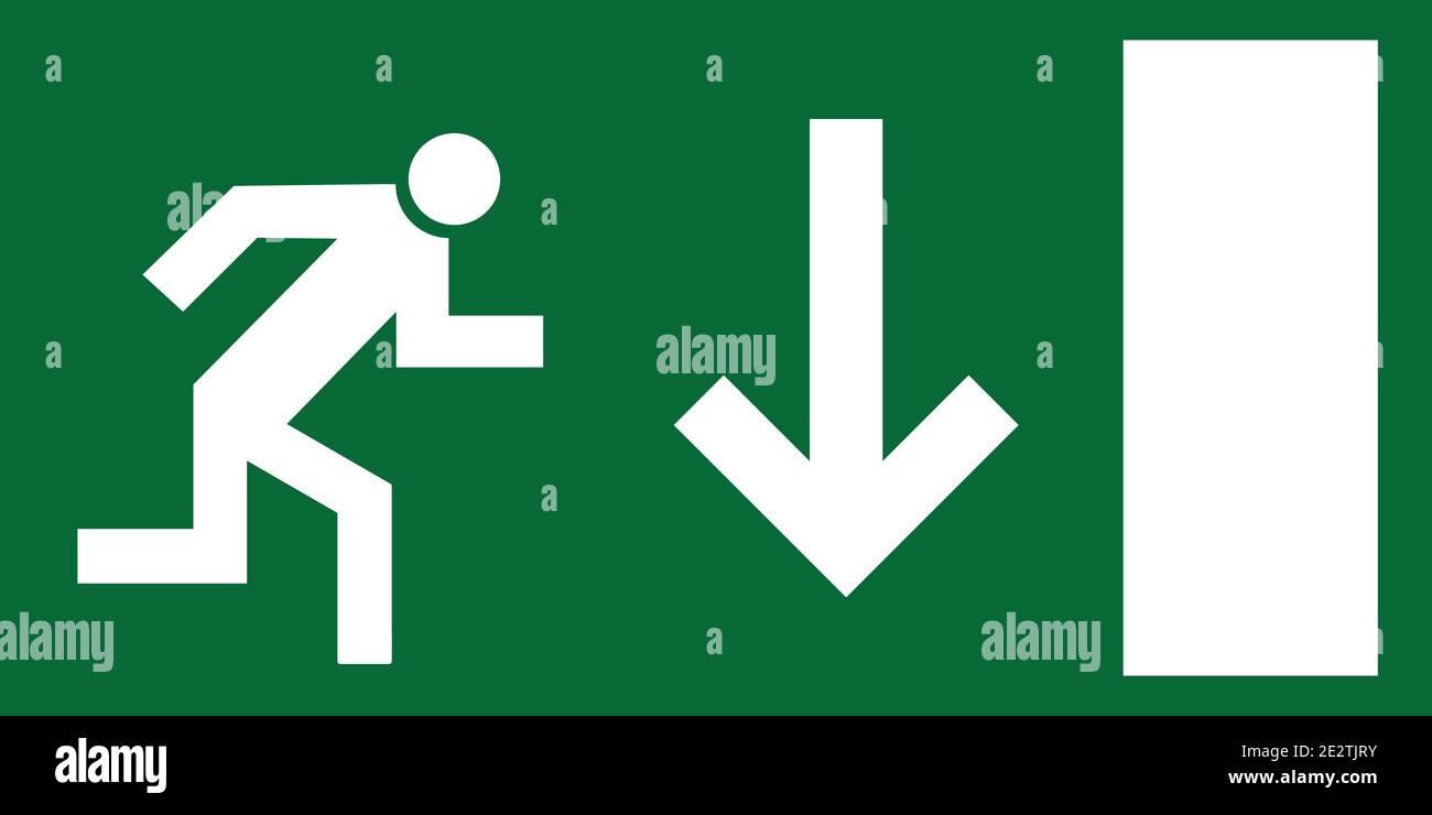 Emergency exit route green sign symbol vector Stock Vector