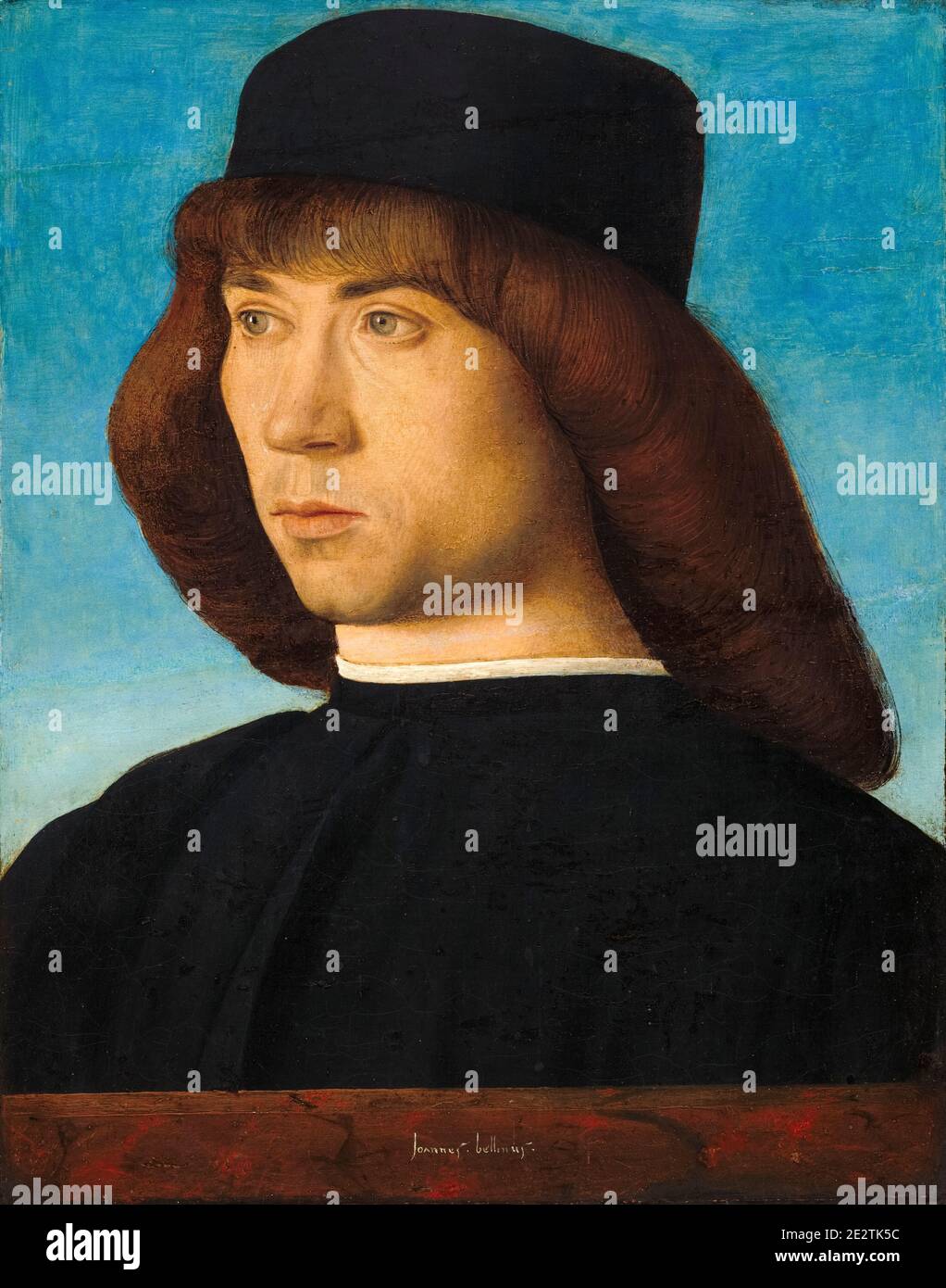 Portrait of a Young Man, painting by Giovanni Bellini , circa 1490 Stock Photo