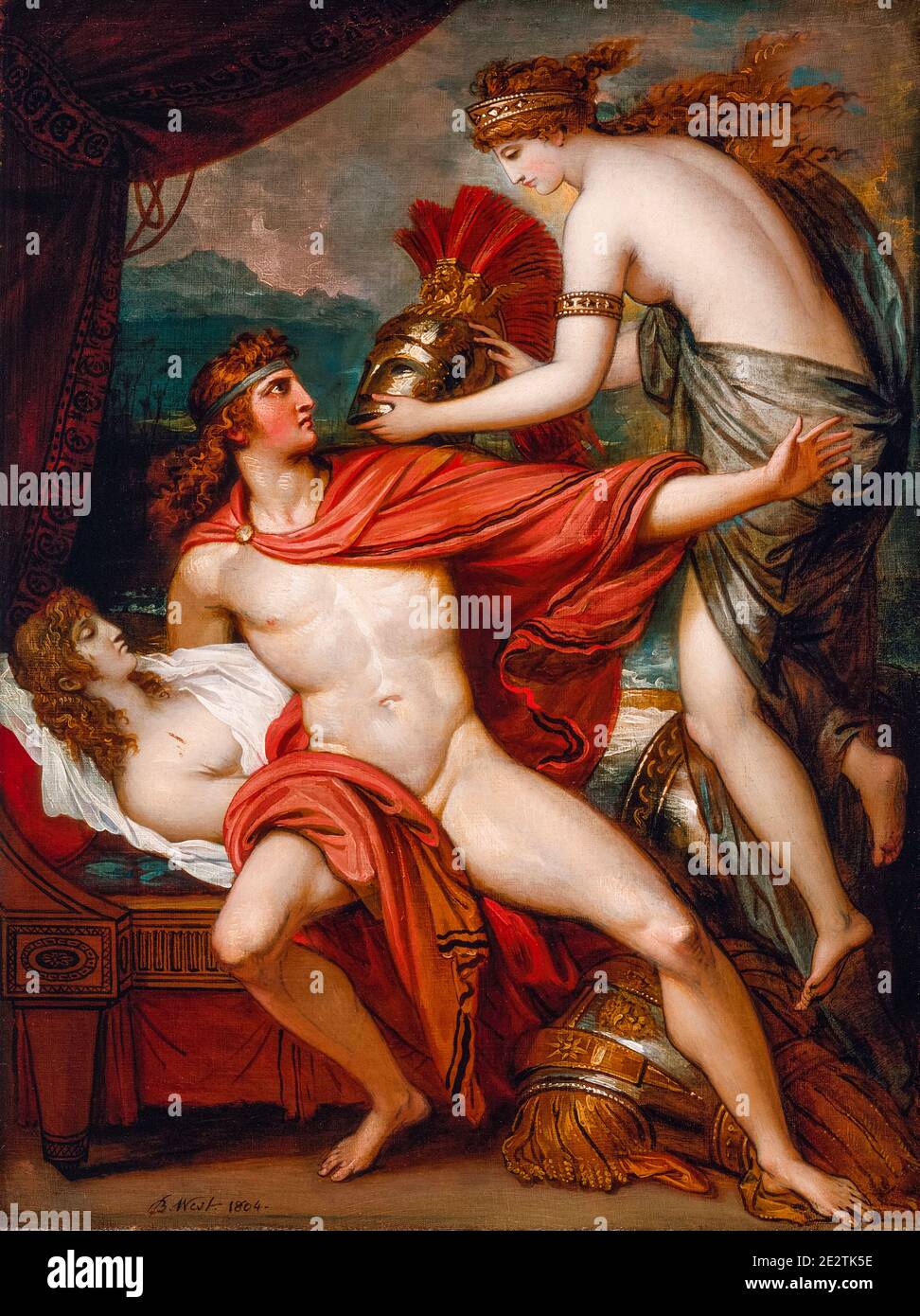 Thetis Bringing the Armor to Achilles, painting by Benjamin West, 1804 Stock Photo