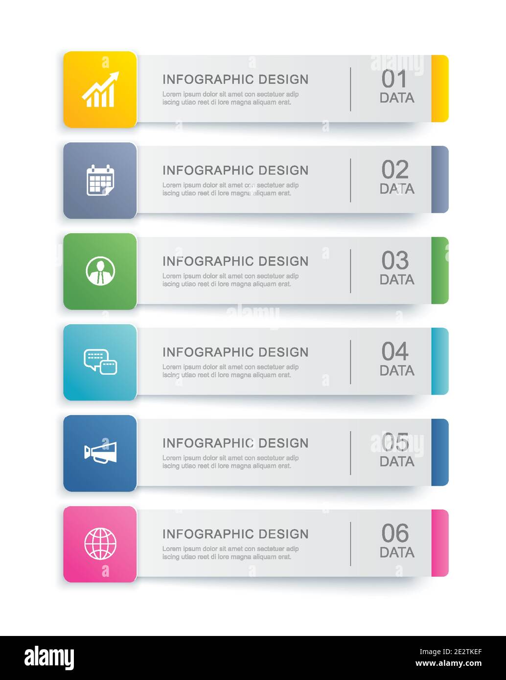 6 data infographics tab index template design. Vector illustration abstract background. Can be used for workflow layout, business step, banner, web de Stock Vector