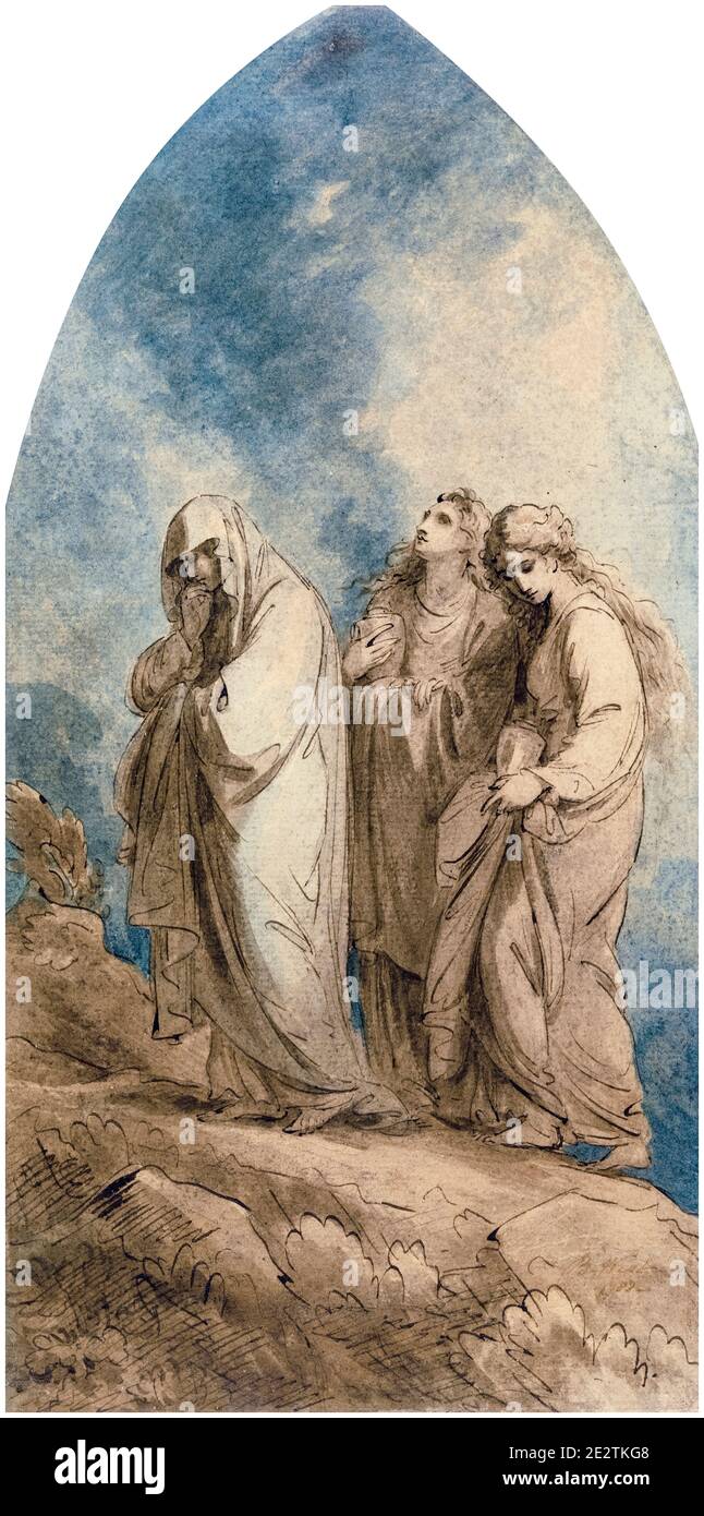 The Three Marys, watercolour painting by Benjamin West, 1783 Stock Photo