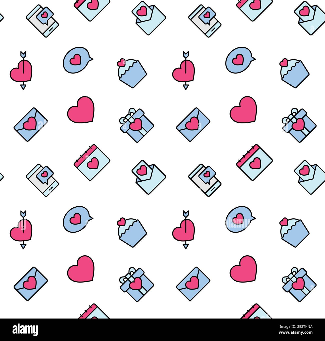 Valentine's Day patterns seamless with hearts and valentine symbol. Used for textile, fabric, background. Stock Vector
