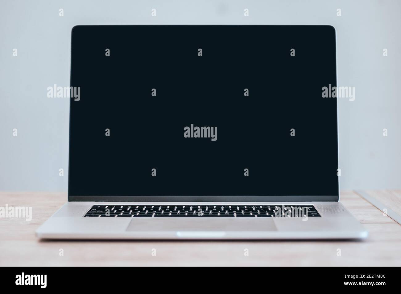 close up. stylish laptop on the table. Stock Photo
