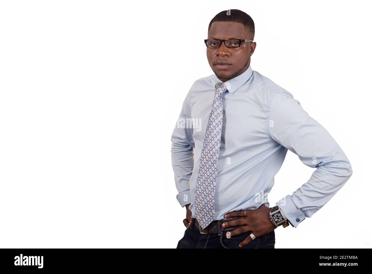 Man in glasses blue shirt hi-res stock photography and images - Alamy