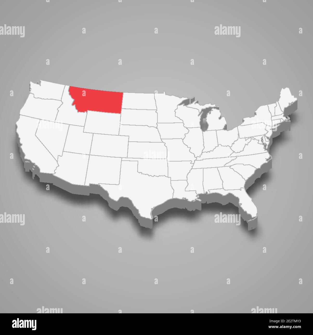 Montana state location within United States 3d isometric map Stock ...