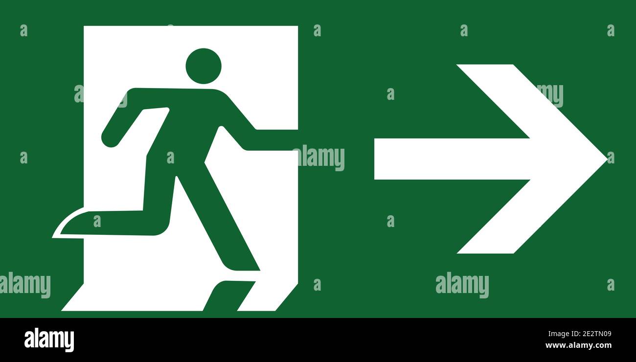 Emergency exit sign symbol right iso 7010 green vector Stock Vector