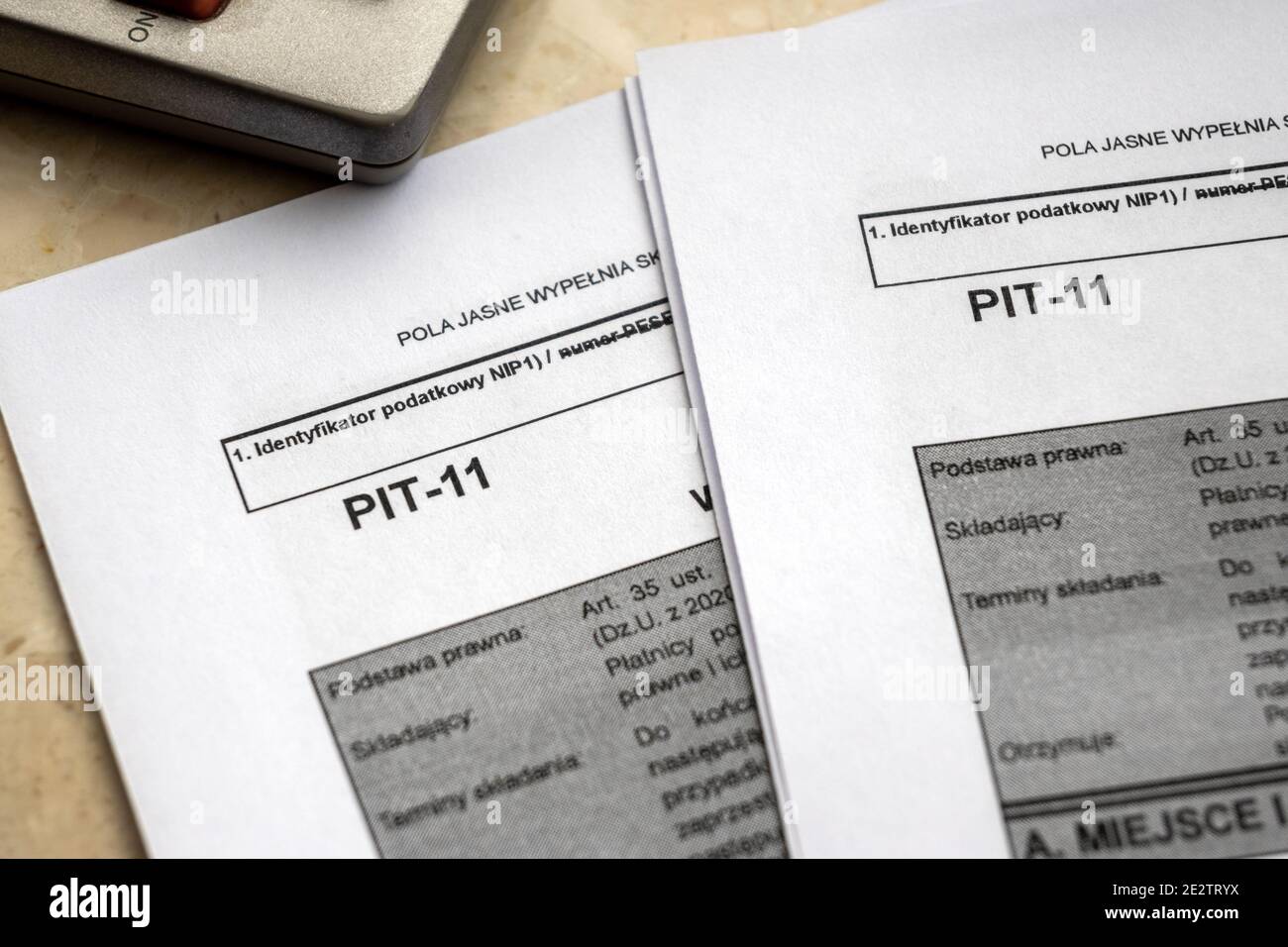 polish tax form PIT11 for individual tax return. Tax regulation