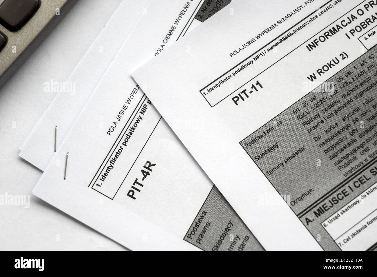 polish tax form PIT11 and PIT4R. Tax regulation. Translation from Polish Annual