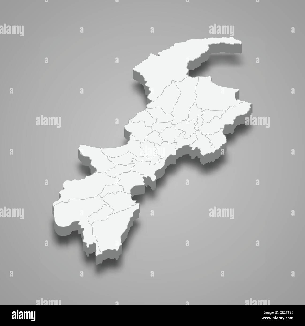 3d isometric map of Khyber Pakhtunkhwa is a province of Pakistan, vector illustration Stock Vector
