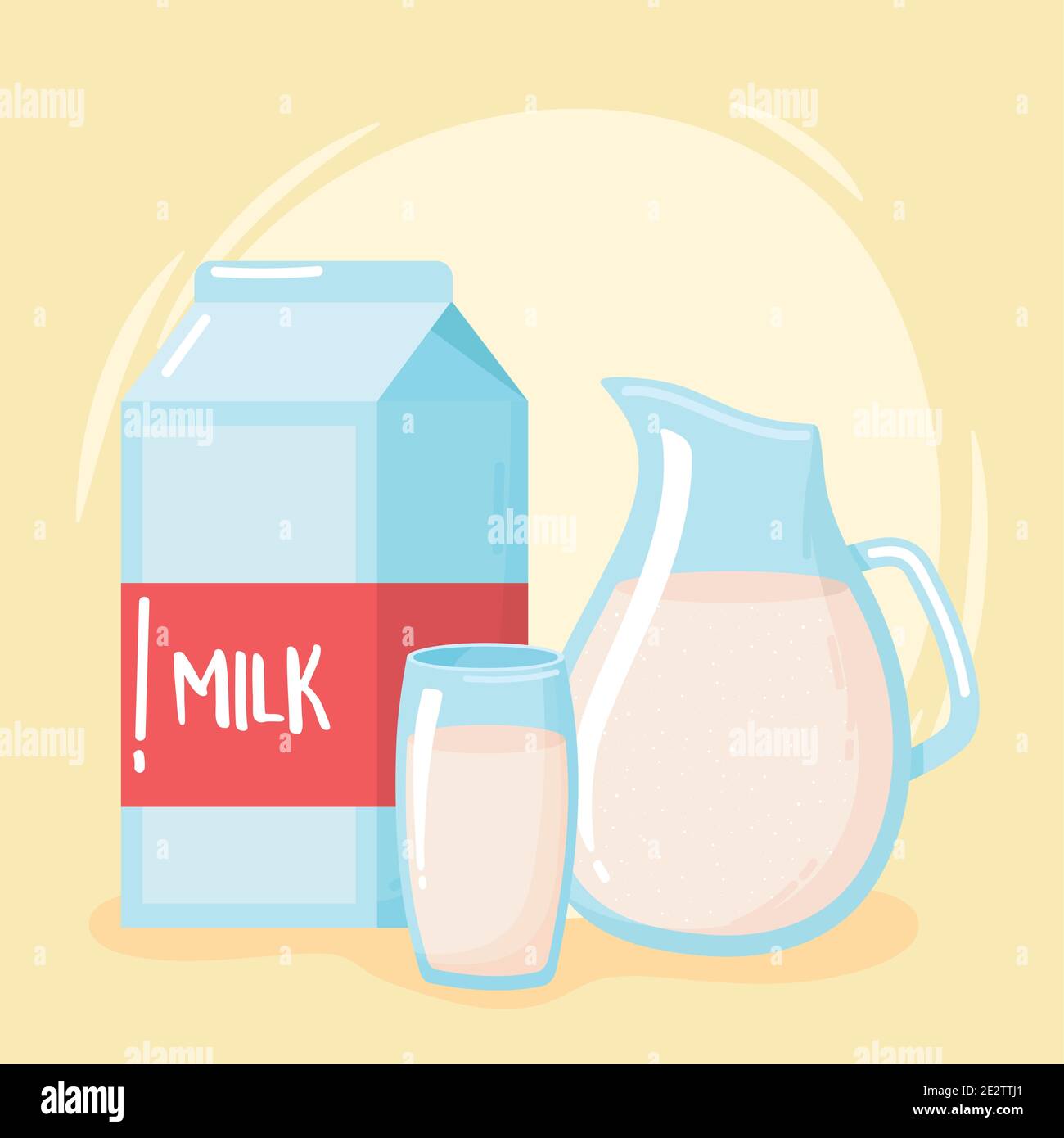 Box Pitcher And Cup Milk Product Cartoon Vector Illustration Stock Vector Image Art Alamy
