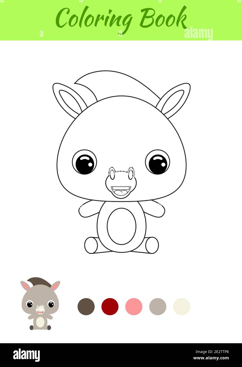 Download Coloring Book Little Baby Donkey Sitting Coloring Page For Kids Educational Activity For Preschool Years Kids And Toddlers With Cute Animal Stock Vector Image Art Alamy