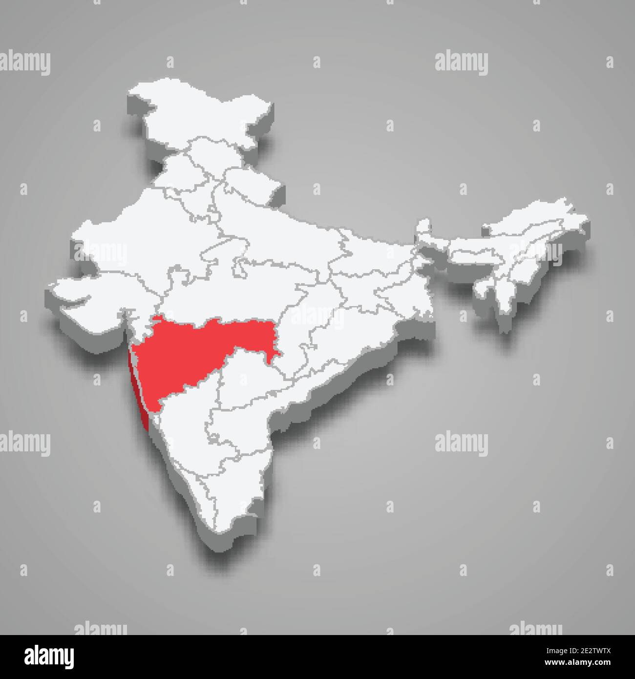 India Map Highlighting Maharashtra Maharashtra State Location Within India 3D Isometric Map Stock Vector Image  & Art - Alamy