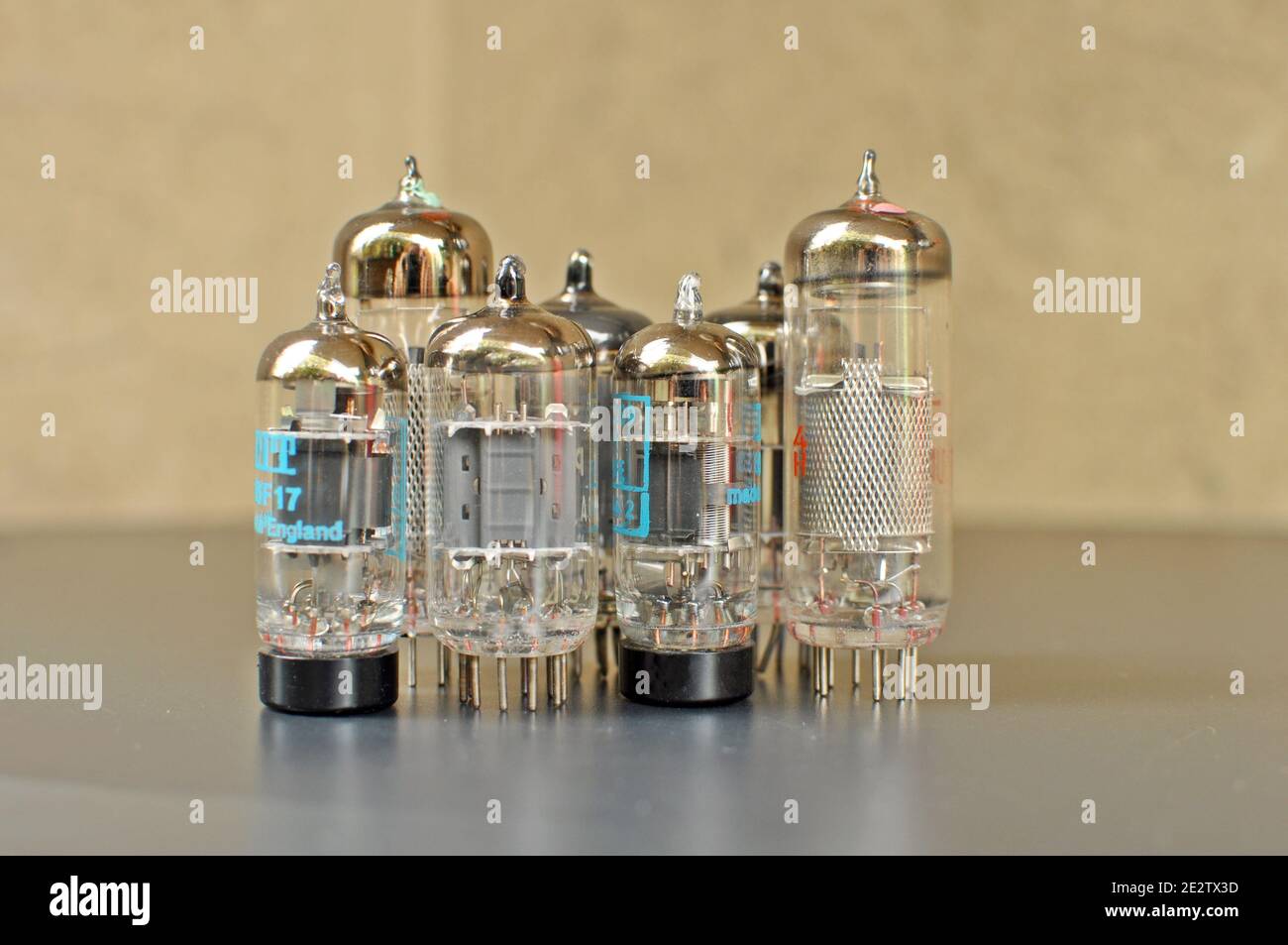 old technology of vacuum tube lamp. Front view Stock Photo