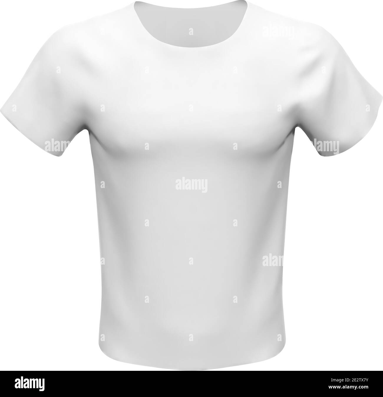Mockup of white basic unisex t-shirt isolated on white background Stock Vector
