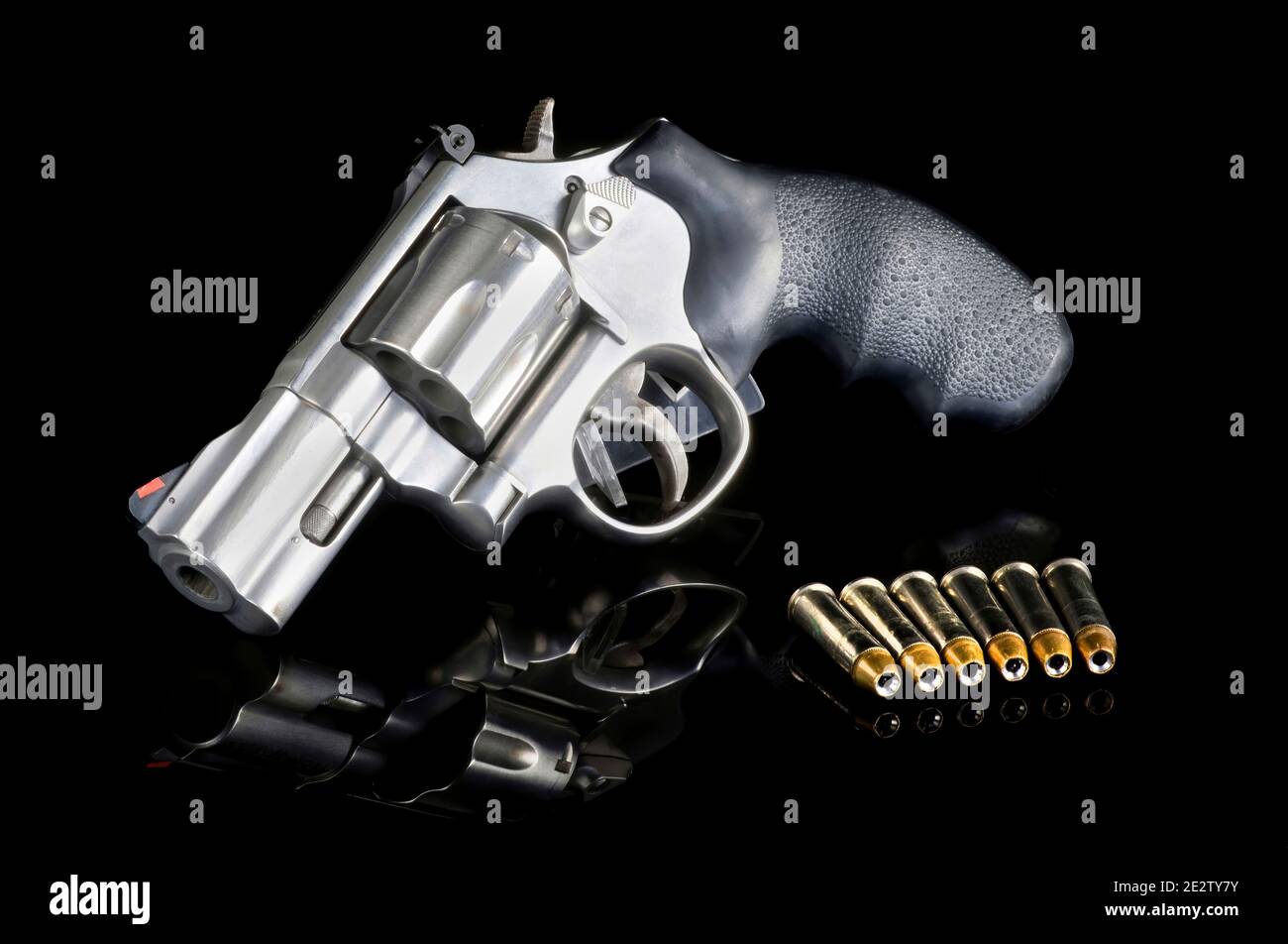 Modern six shooter that is a 357 magnum revolver. Stock Photo